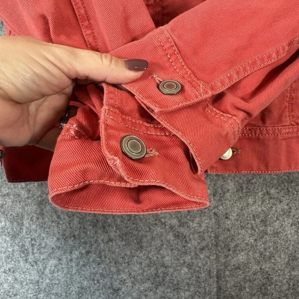 Free People Denim Jean Trucker Jacket Womens Small Salmon Beach Western Hipster